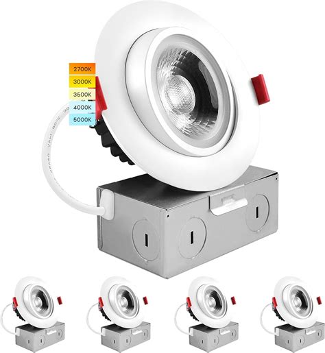 junction box gimbal led light|Luxrite 4 Inch Gimbal LED Recessed Light with Junction Box, .